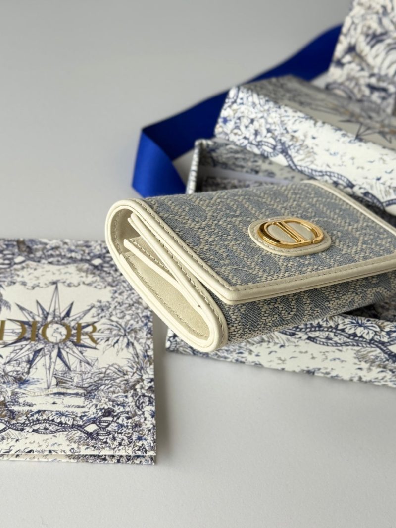 CD 30 Montaigne Glycine Wallet 11cm White Grey Jacquard