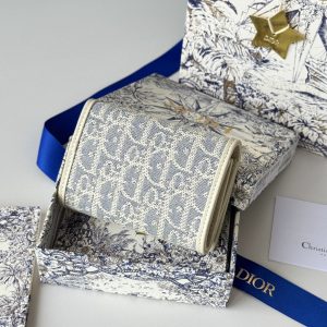 CD 30 Montaigne Glycine Wallet 11cm White Grey Jacquard