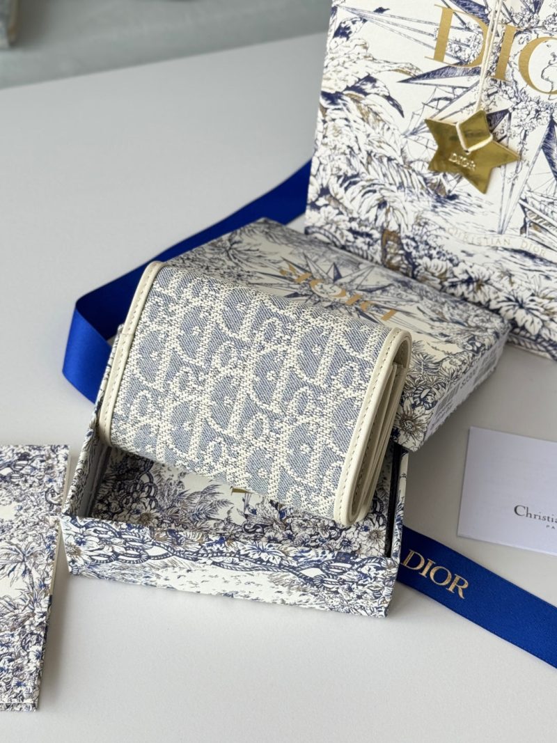 CD 30 Montaigne Glycine Wallet 11cm White Grey Jacquard