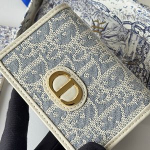 CD 30 Montaigne Glycine Wallet 11cm White Grey Jacquard