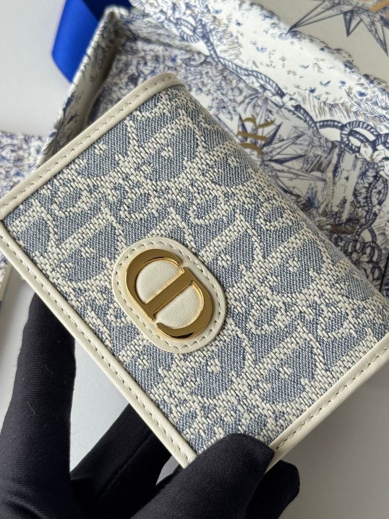 CD 30 Montaigne Glycine Wallet 11cm White Grey Jacquard