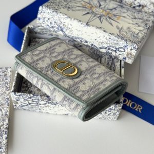 CD 30 Montaigne Glycine Wallet 11cm Grayish Jacquard