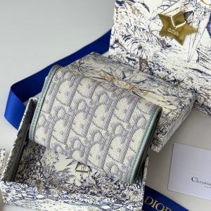 CD 30 Montaigne Glycine Wallet 11cm Grayish Jacquard