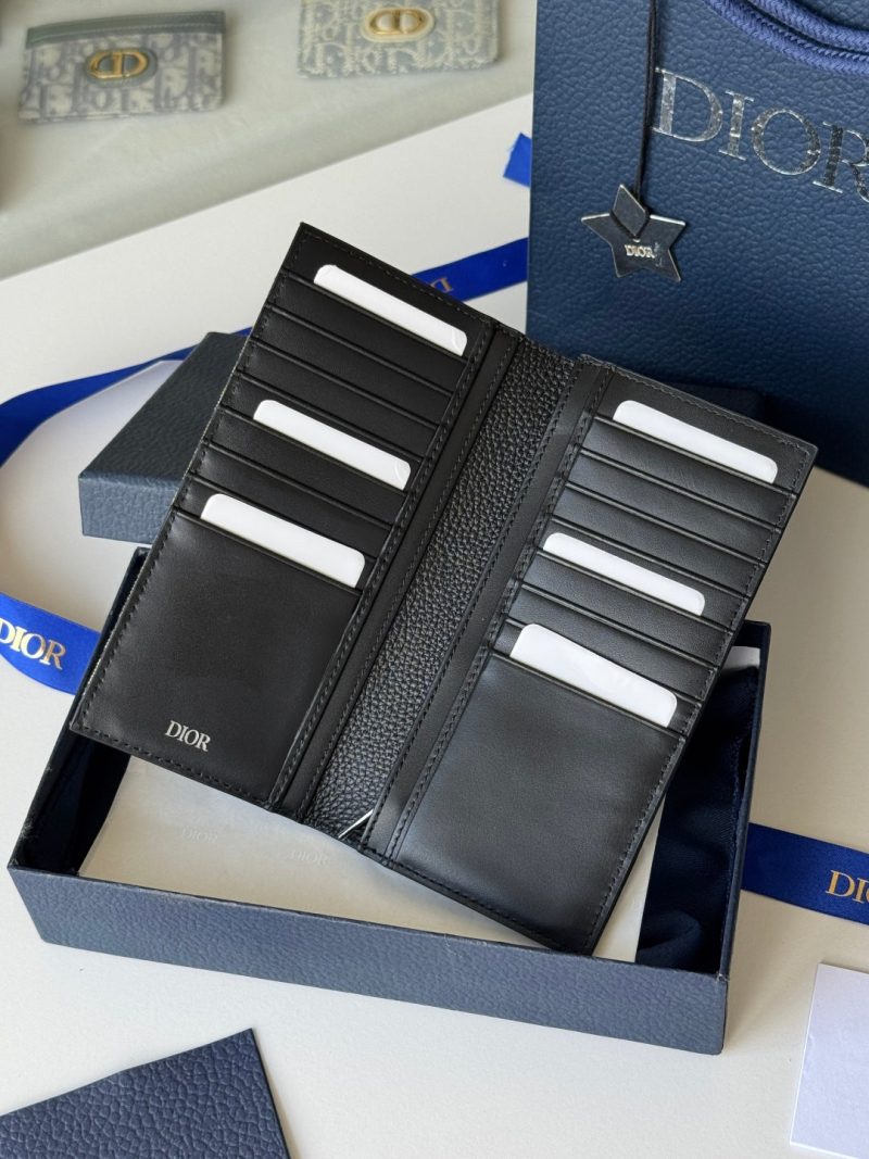 CD Saddle Long Vertical Wallet Black Cowhide & Jacquard