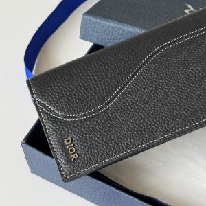 CD Saddle Long Vertical Wallet Black Cowhide