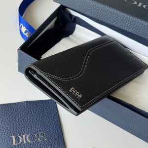 CD Saddle Long Vertical Wallet Black Cowhide