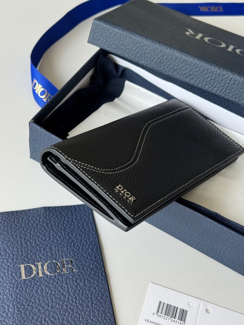 CD Saddle Long Vertical Wallet Black Cowhide