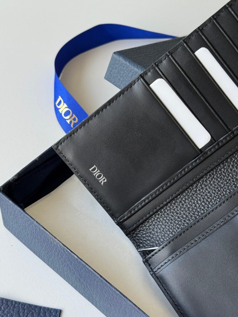 CD Saddle Long Vertical Wallet Black Cowhide & Jacquard