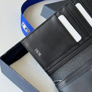 CD Saddle Long Vertical Wallet Black Cowhide