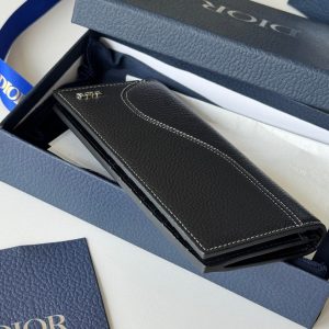 CD Saddle Long Vertical Wallet Black Cowhide