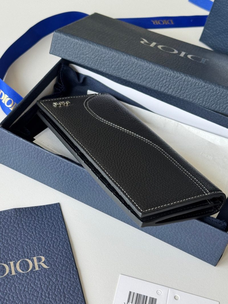 CD Saddle Long Vertical Wallet Black Cowhide