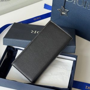 CD Saddle Long Vertical Wallet Black Cowhide