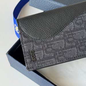 CD Saddle Long Vertical Wallet Black Cowhide & Jacquard