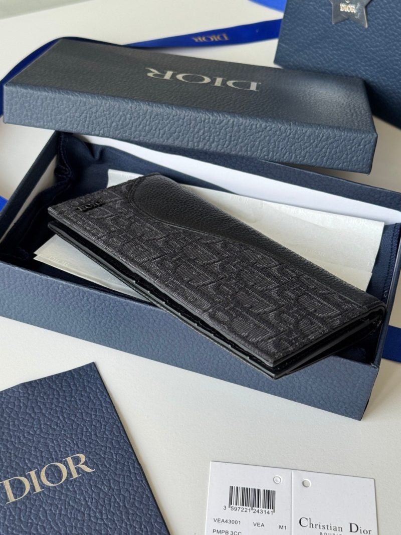 CD Saddle Long Vertical Wallet Black Cowhide & Jacquard