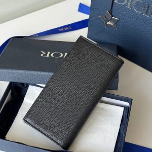 CD Saddle Long Vertical Wallet Black Cowhide & Jacquard