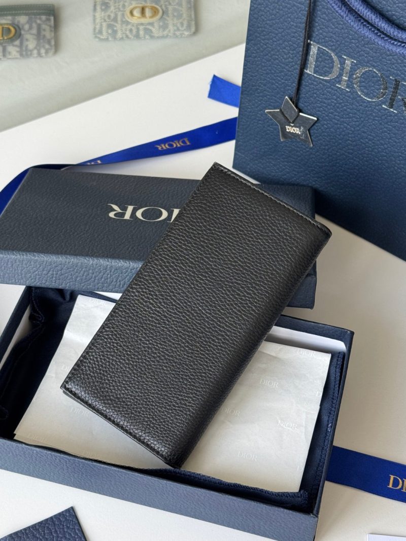 CD Saddle Long Vertical Wallet Black Cowhide & Jacquard