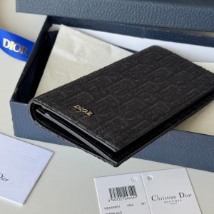 CD Saddle Long Vertical Wallet Black Cowhide