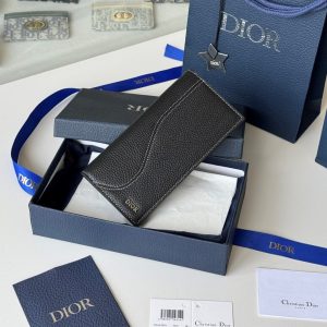 CD Saddle Long Vertical Wallet Black Cowhide