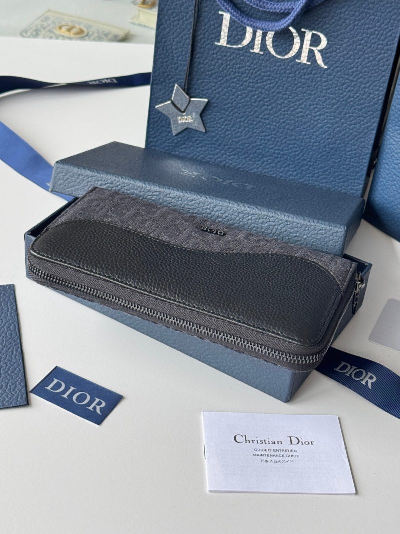 CD Saddle Long Zipped Wallet Black Grain Cowhide & Jacquard