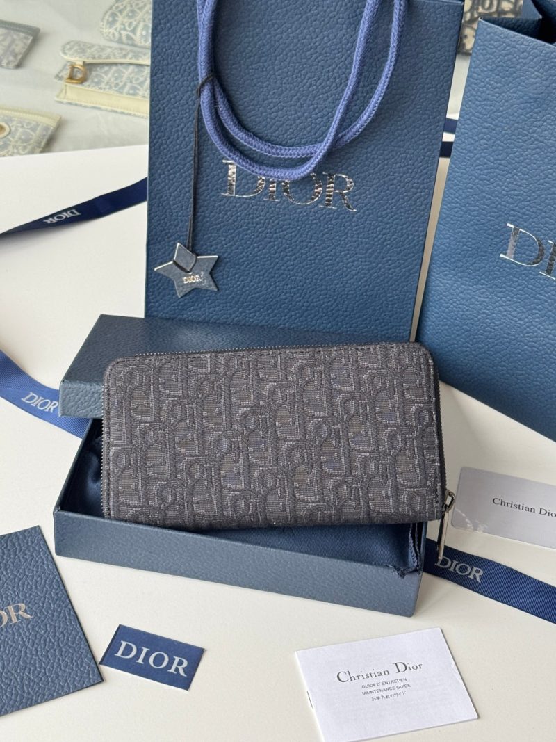 CD Saddle Long Zipped Wallet Black Grain Cowhide & Jacquard