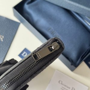 CD Saddle Long Zipped Wallet Black Grain Cowhide & Jacquard