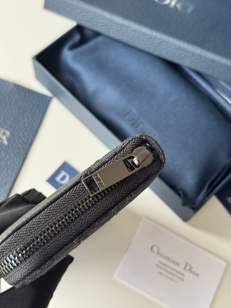 CD Saddle Long Zipped Wallet Black Grain Cowhide & Jacquard