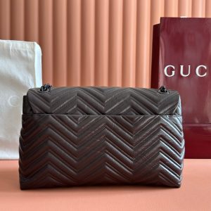 GG Maxi Matelassé GG Marmont Shoulder Bag 37.5 Dark Brown Leather