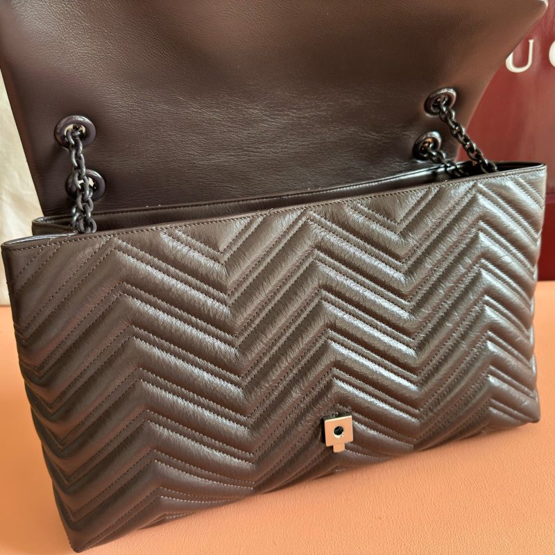 GG Maxi Matelassé GG Marmont Shoulder Bag 37.5 Dark Brown Leather