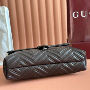 GG Maxi Matelassé GG Marmont Shoulder Bag 37.5 Dark Brown Leather