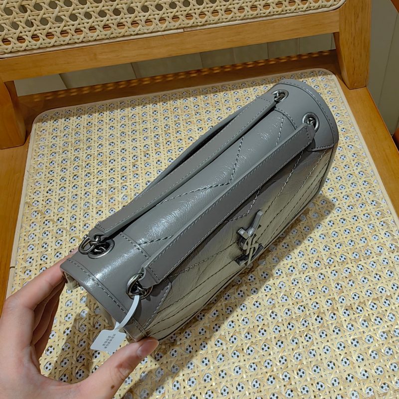 YSL Niki Baby Bag Gray Calfskin 338884