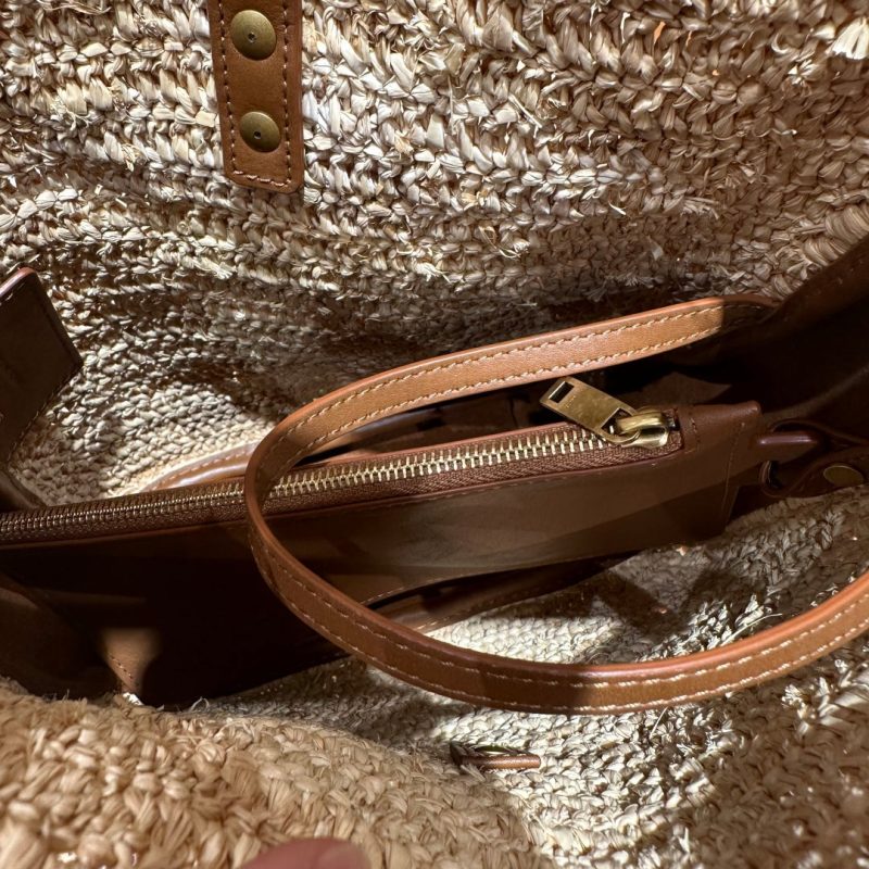 YSL Bag 22cm Brown Beige Raffia Cowhide