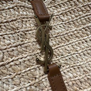YSL Bag 22cm Brown Beige Raffia Cowhide
