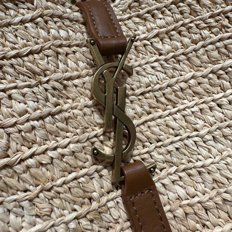 YSL Bag 22cm Brown Beige Raffia Cowhide