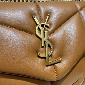 YSL Loulou Puffer Quilted Bag Brown Gold Lambskin 338793