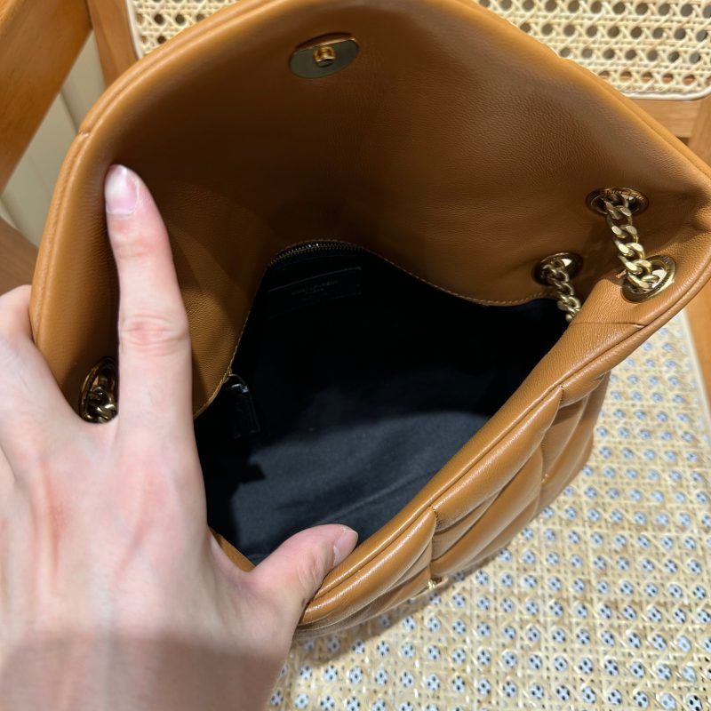 YSL Loulou Puffer Quilted Bag Brown Gold Lambskin 338793