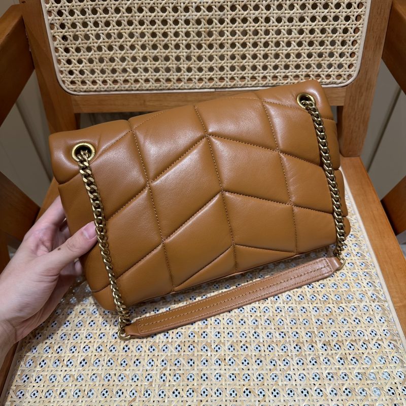 YSL Loulou Puffer Quilted Bag Brown Gold Lambskin 338793