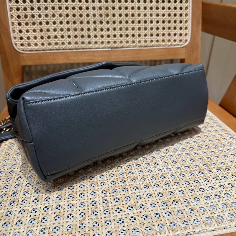 YSL Loulou Puffer Quilted Bag Gray Gold Lambskin 338800