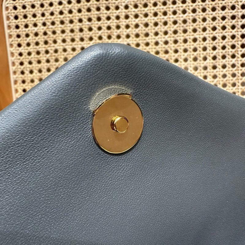 YSL Loulou Puffer Quilted Bag Gray Gold Lambskin 338800