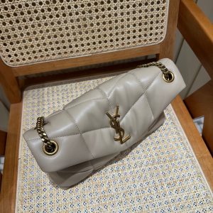 YSL Loulou Puffer Quilted Bag Beige Gold Lambskin 338806
