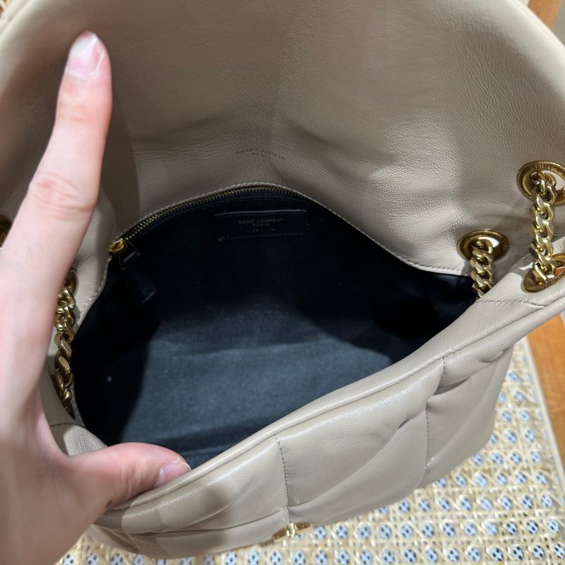 YSL Loulou Puffer Quilted Bag Beige Gold Lambskin 338806