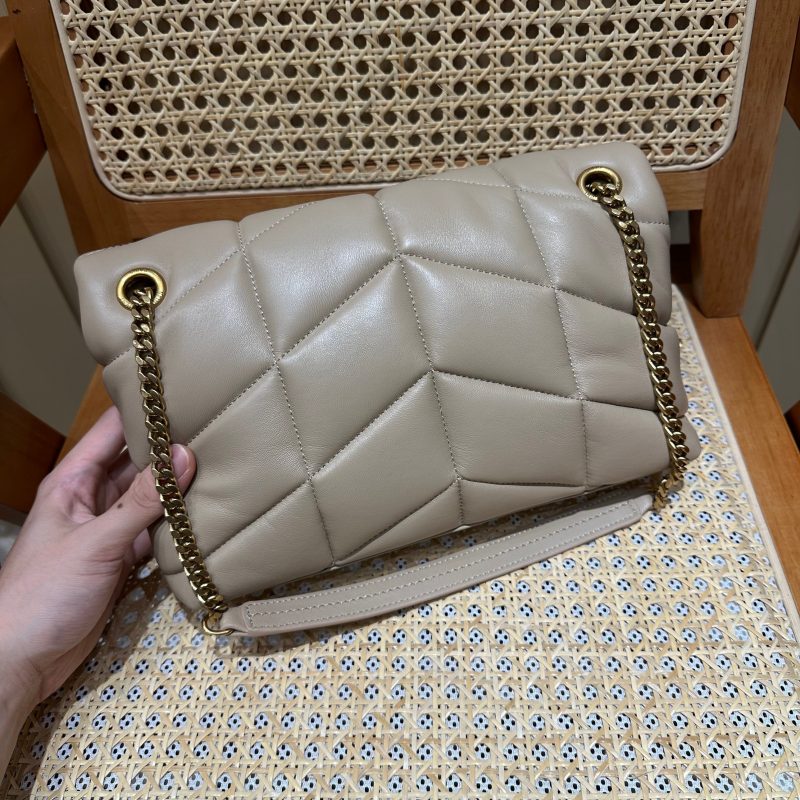 YSL Loulou Puffer Quilted Bag Beige Gold Lambskin 338806
