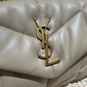 YSL Loulou Puffer Quilted Bag Beige Gold Lambskin 338806