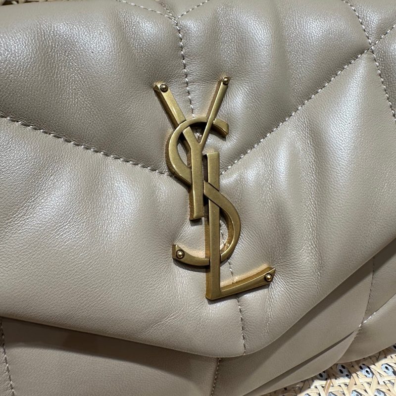 YSL Loulou Puffer Quilted Bag Beige Gold Lambskin 338806
