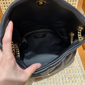 YSL Loulou Puffer Quilted Bag Black Gold Lambskin 338812