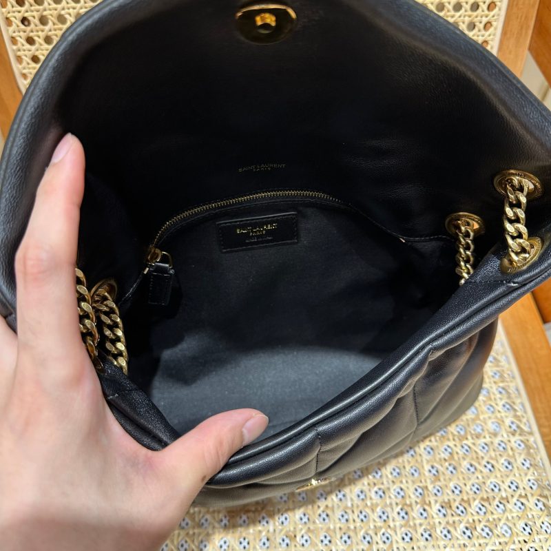 YSL Loulou Puffer Quilted Bag Black Gold Lambskin 338812