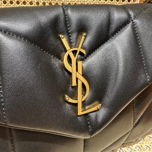 YSL Loulou Puffer Quilted Bag Black Gold Lambskin 338812