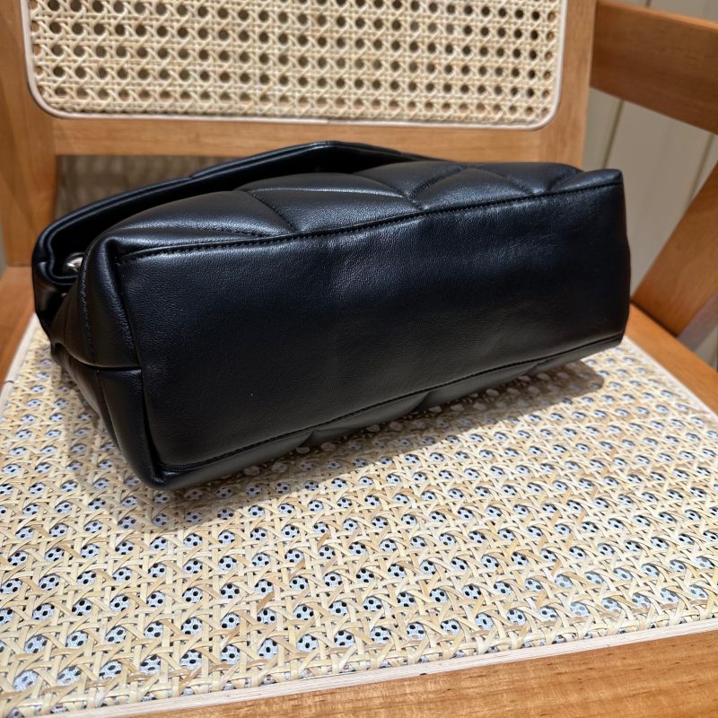 YSL Loulou Puffer Quilted Bag Black Silver Lambskin 338827