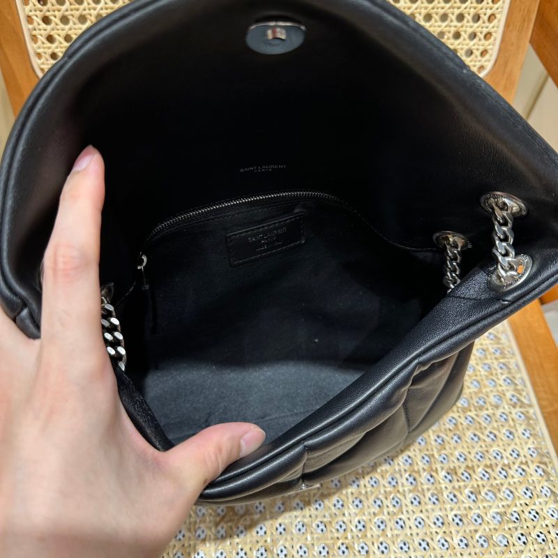 YSL Loulou Puffer Quilted Bag Black Silver Lambskin 338827