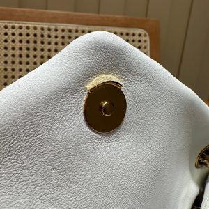 YSL Loulou Puffer Quilted Bag White Gold Lambskin 338844