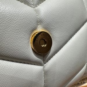 YSL Loulou Puffer Quilted Bag White Gold Lambskin 338844